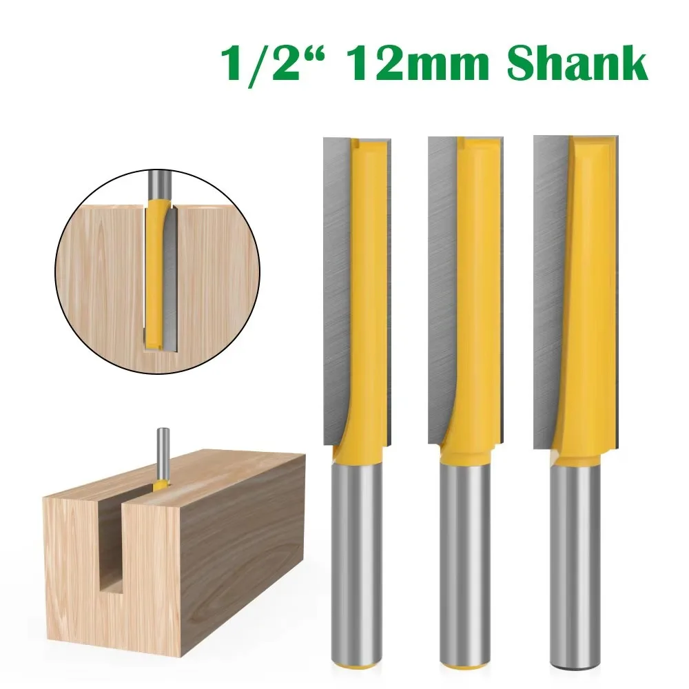 

1PC 1/2" 12.7MM Shank Milling Cutter Wood Carving Lengthened Cleaning Bottom Keyhole Router Bit Diameter 12.7x16mm 18mm 20mm
