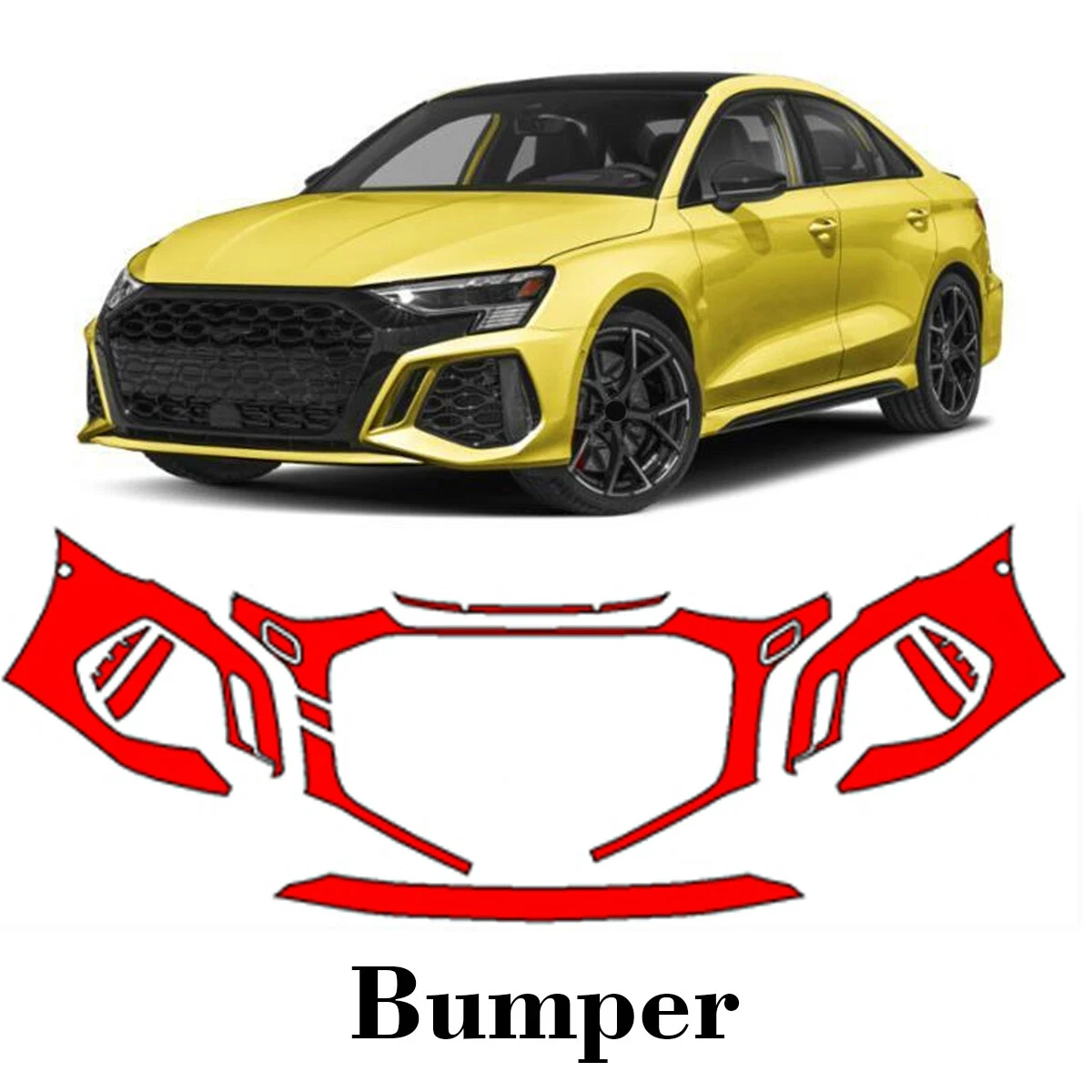 

For Audi RS3 2022-2025 TPU Paint Protection Film Self-Healing Clear Bra Pre-cut PPF Front Bumper Anti-Scratch Resistant