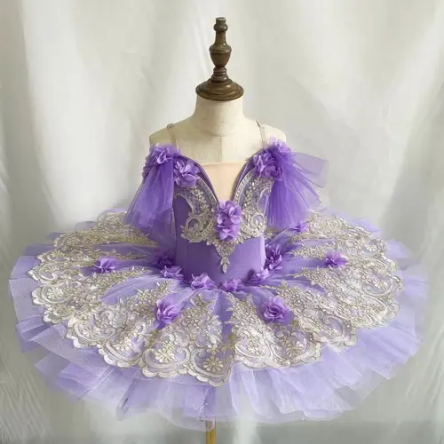 Imagen 2 del producto Ruoru-vestido de Ballet profesional para niña, tutú de princesa para fiesta, disfraz de baile, azul, rosa y morado