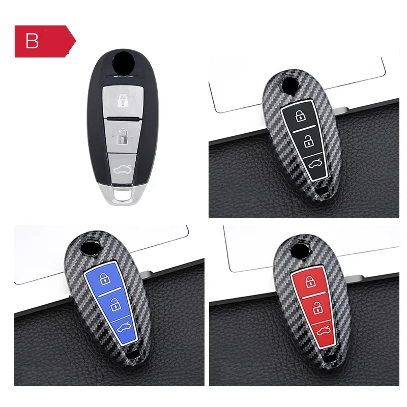 ألياف الكربون سيارة مفتاح بعيد غطاء لسوزوكي فيتارا سويفت Ignis Kizashi SX4 بالينو Ertiga الساموراي S-Cross اكسسوارات
