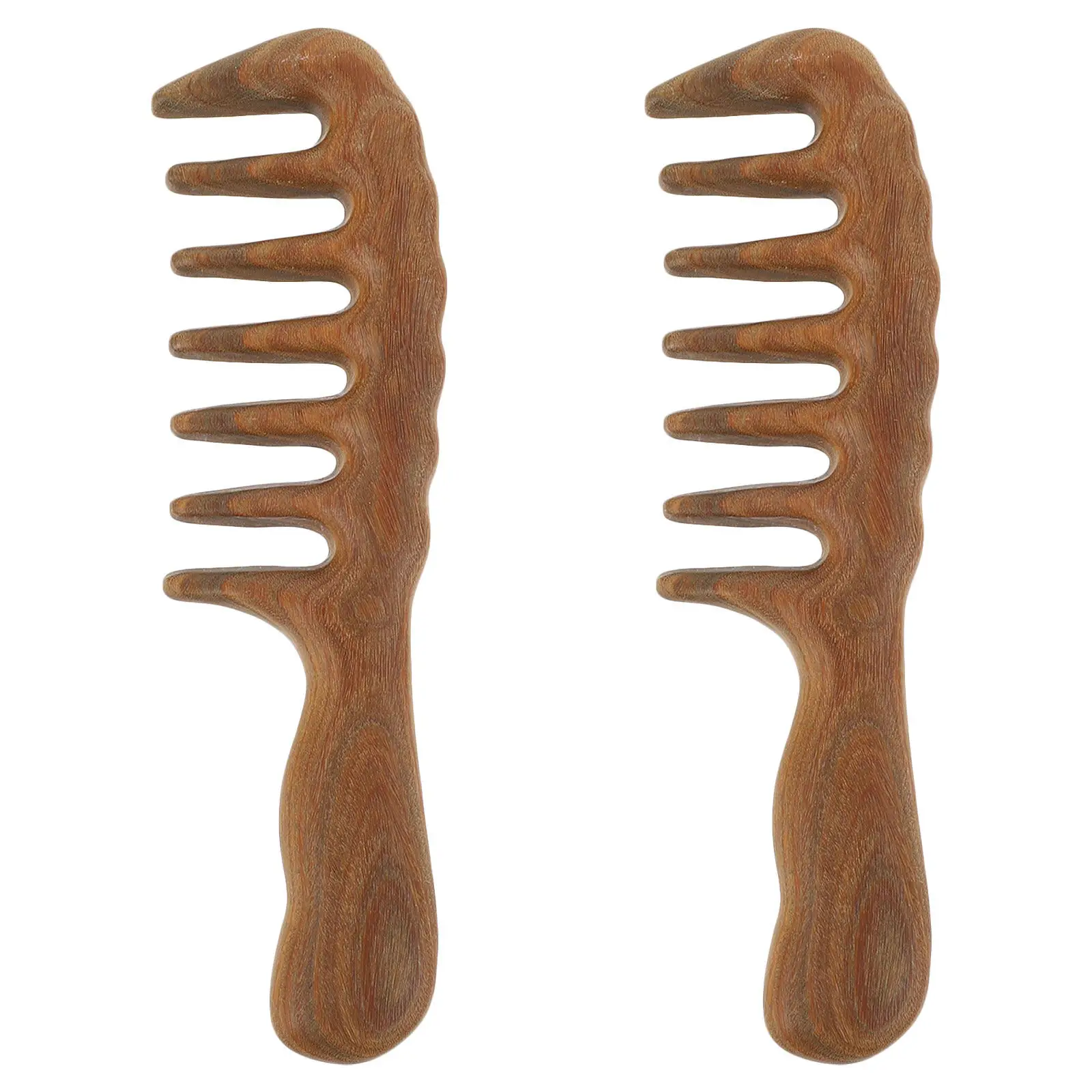 

2Pcs Wide Tooth Wooden Comb Sandalwood Massage Detangling Hair Brush for Men Women Curly Wavy Fine Hair Large Tooth Scalp
