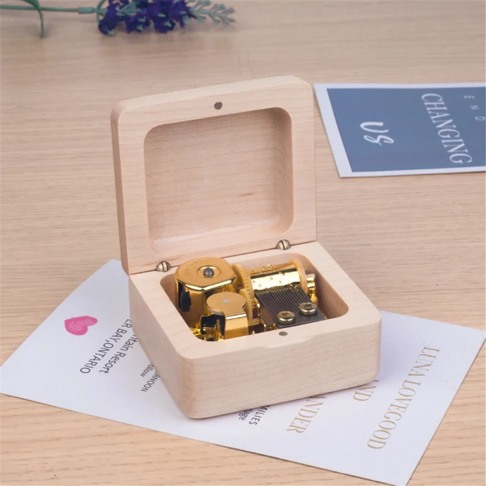 Wooden Music Box 18 Tones Clockwork Musical Box Maple Wood Red Bronze Movement You Are My Sunshine Birthday Gifts For Girlfriend