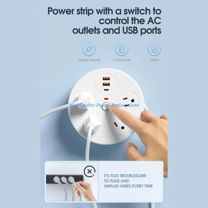 U2JE Space Saving Retractable Power Outlet With Type C and USB Port And 4 Outlets Perfect For Desktop Setsup