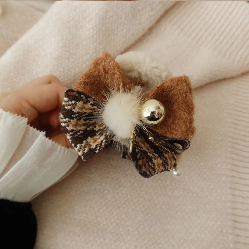 Personalized Bow Christmas Hair Claw Ball Tassel Winter Claw Clip Headdress Ponytail Holder Christmas Shark Clip Christmas