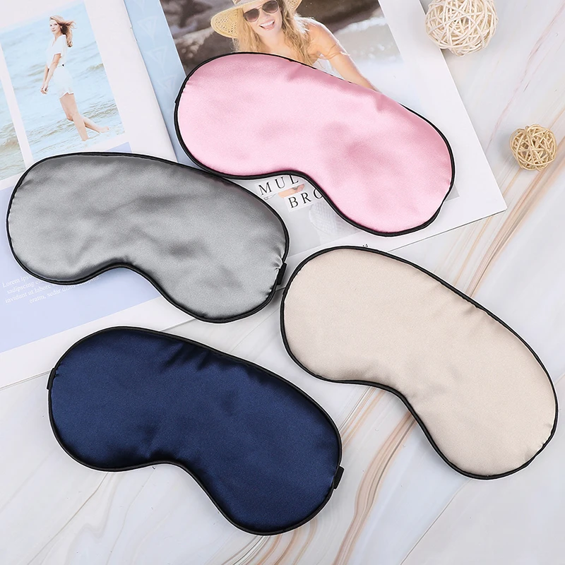 1 pcs Natural Mulberry Pure Silk Sleep Rest Eye Mask Padded Shade Cover Travel Relax Aid Blindfolds 4 Colors Eyeshade with Box