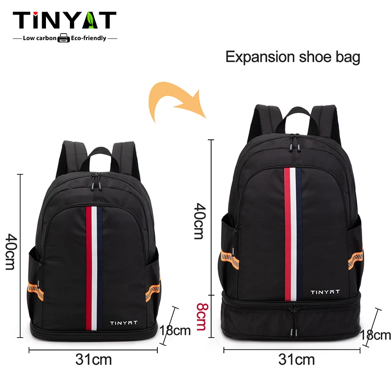 TINYAT Durable Casual Foldable Commute Schoolbags Fit 15.6 Inch Laptops With Multiple Pockets, Large Capacity Waterproof Outdoor