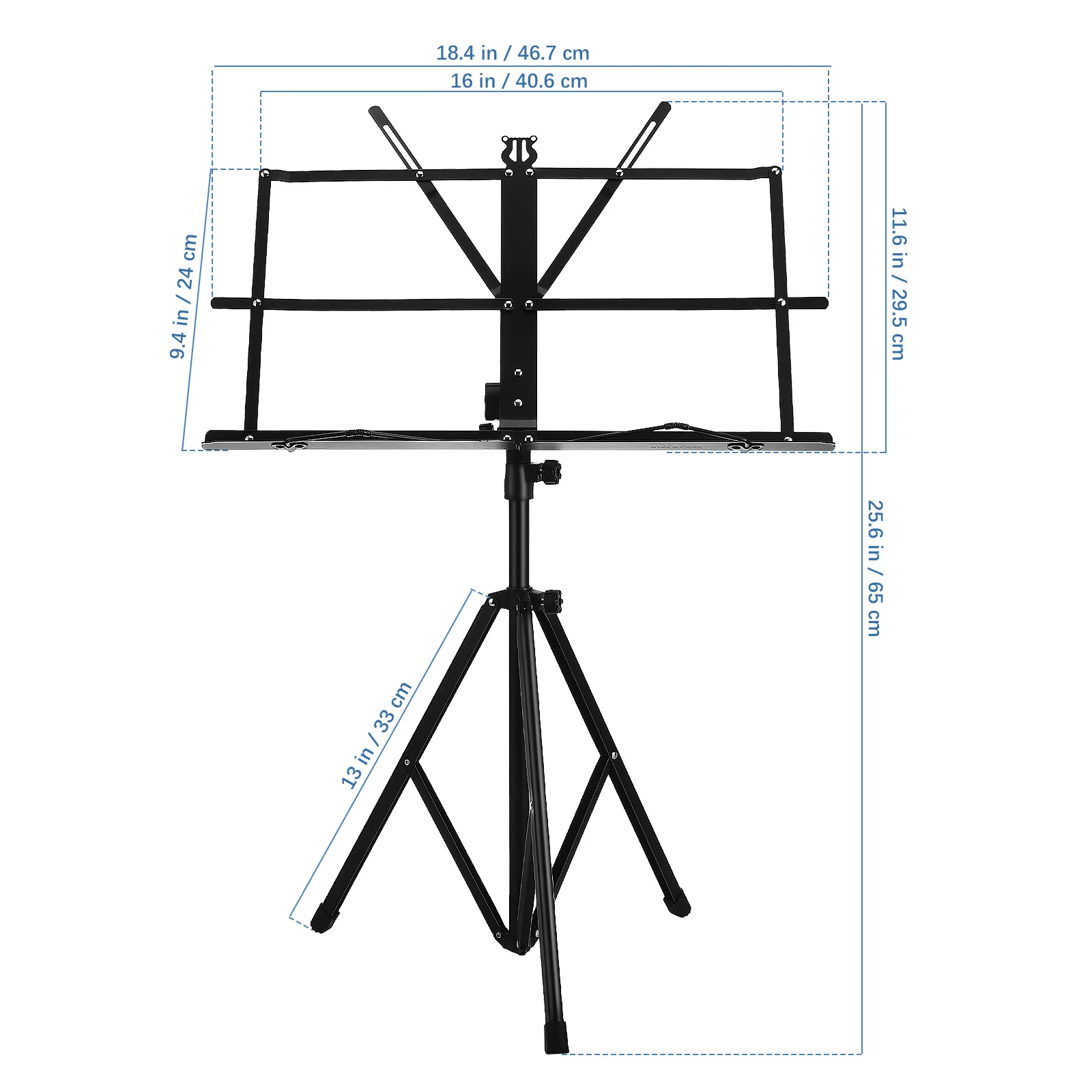 

1pcs Portable Music Stand Foldable Heavy Duty Adjustable Sheet Metal Sturdy Tripod Reading Stand For Guitar Instrument