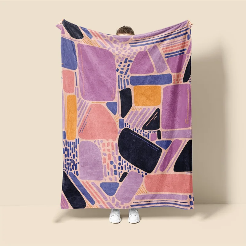 Morandi Color Blanket Abstract Botanical Graffiti Design Scandinavian Minimalist Sofa Blanket Cafe Home Dual Purpose