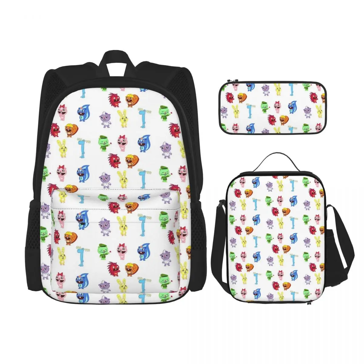 

Happy Tree Friends Backpacks Boys Girls Bookbag Children School Bags Cartoon Kids Rucksack Lunch Bag Pen Bag Three-Piece Set