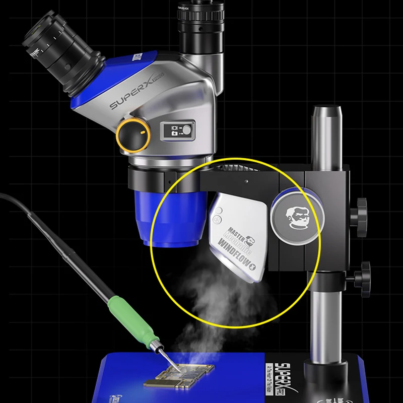 Механик WindFlow X, инструмент для извлечения дыма для микроскопа, материнская плата, ремонт печатной платы, сварочный вентилятор, инструмент для извлечения дыма