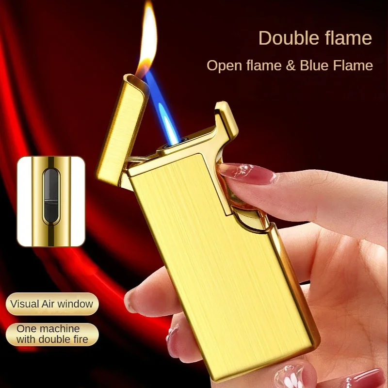 Gradient Ppersonality,Cool Trend, Dual Flame Gradient Lighter, IInflatable Windproof Direct Spray, Personalized Gift For Friends