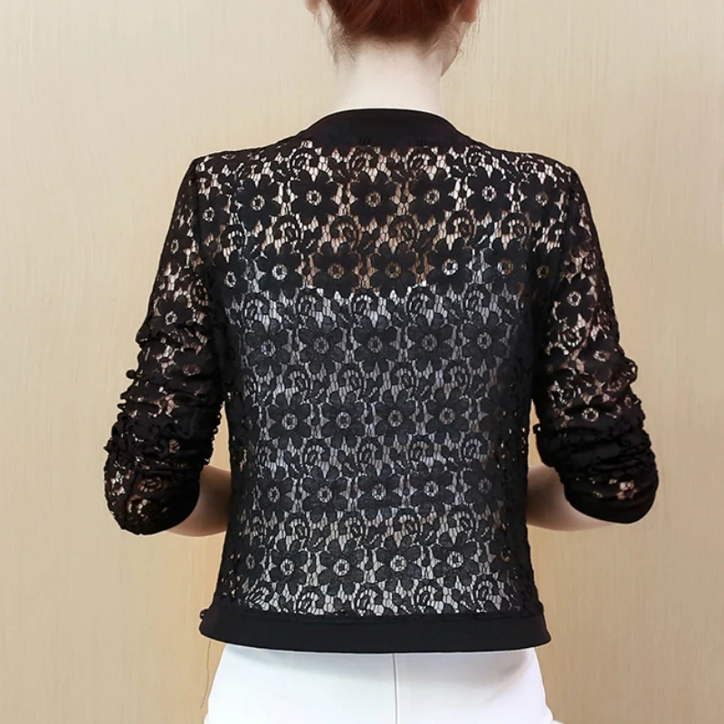 Women Jacket Long Sleeve Black Hollow Lace Jacket Women Fashion Women\'s Jackets 2024 Women Coats And Jackets Women Clothing B239