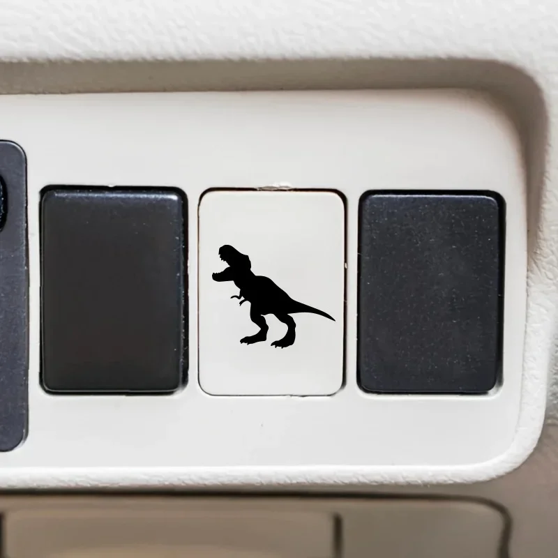 2Pcs T-Rex Pattern Blank Button Stickers For Blank Buttons Of All Vehicles Auto Interior Decor Decals Accessories