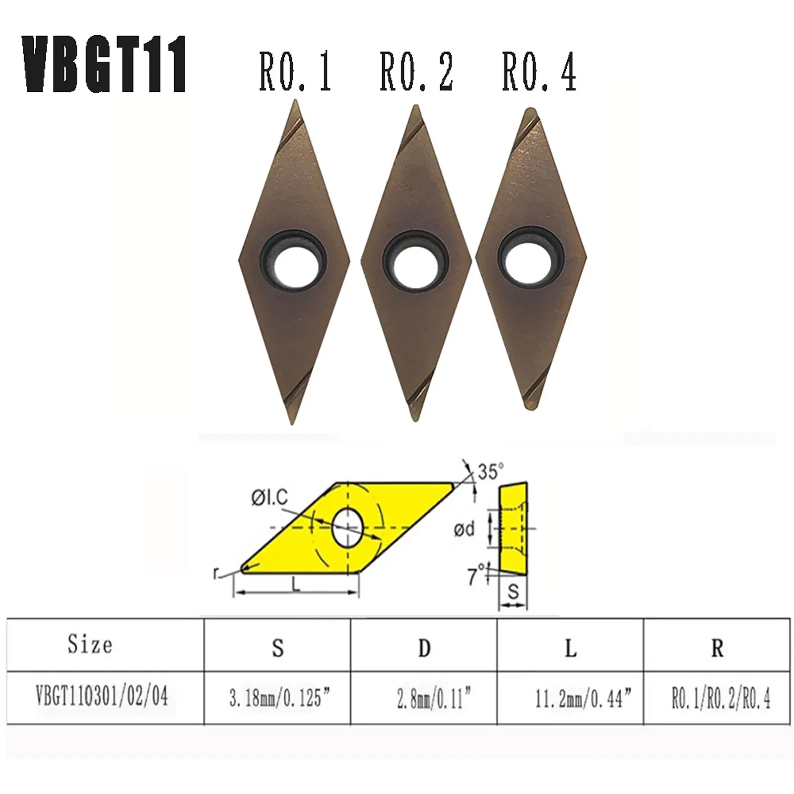 KinRite 2pcs Metal lathe Turning Tools Bit Set Carbide Turning inserts VBMT110301R/02R with 5/8 shank Turing tool holder