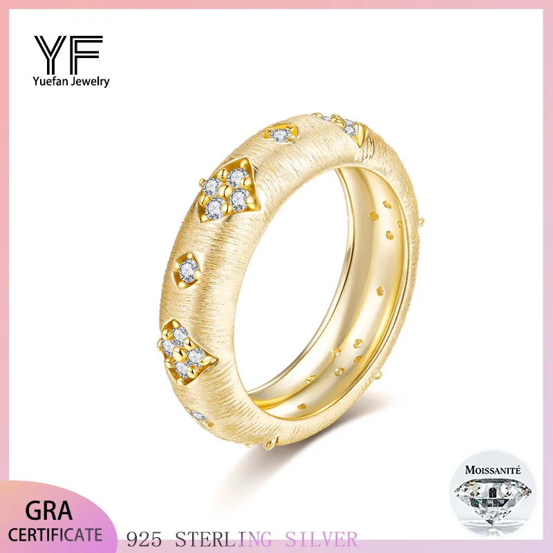 

Женское кольцо из стерлингового серебра 925 пробы с муассанитом в придворном стиле, матовое и полированное в стиле ретро, класс VS1, женское кольцо в подарок