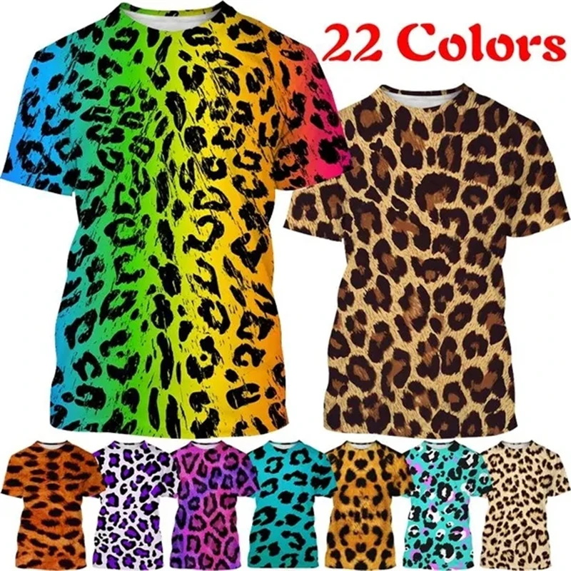 Summer Men T Shirt 3D Leopard Print T-shirt Fashion Men\'s Women\'s Casual Cool Wild Cheetah Short-sleeved T-shirts Streetwear Tee