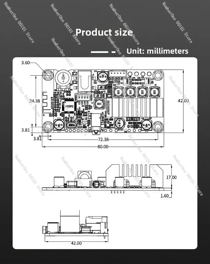 BDM3P Portable Bluetooth 5.3 Amplifier, TPA3116 2x50W Stereo Amp with DSP Tuning for Electric Car Speaker DIY Audio view 6