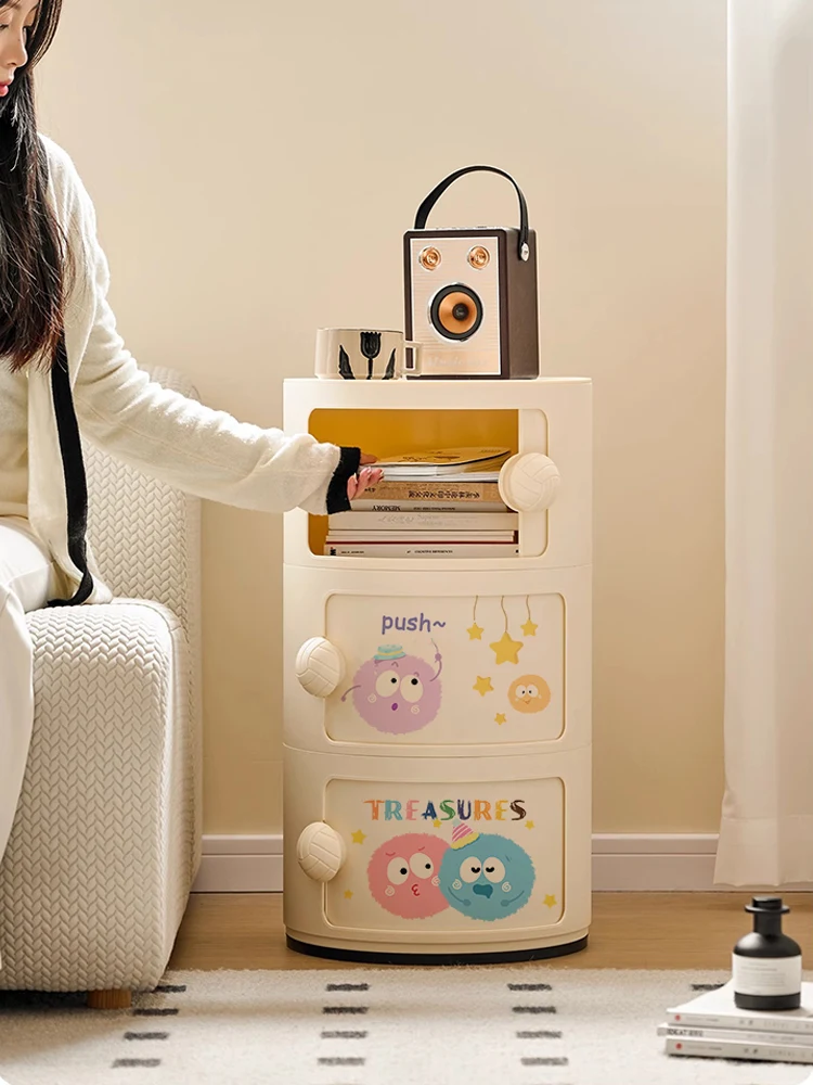 yyhcMeshida dopamine children's bedside table cream cartoon creative narrow side storage cabinet round bedroom small cabinet