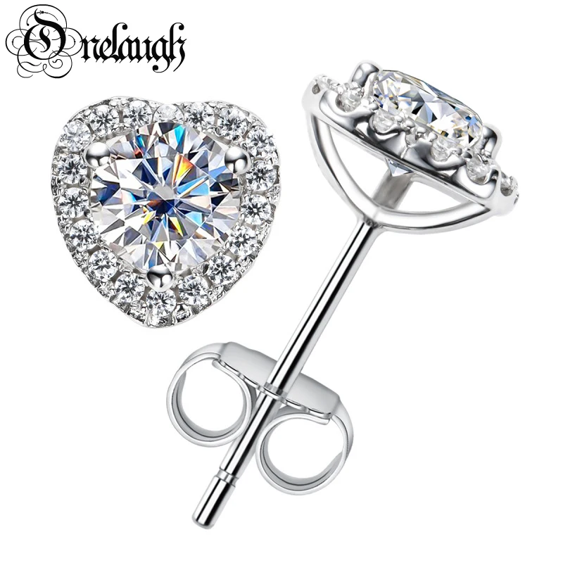 

Onelaugh Total 1.0 Carat D Color Moissanite Diamond Stud Earrings for Women 925 Sterling Silver Engagement Wedding Heart Earring