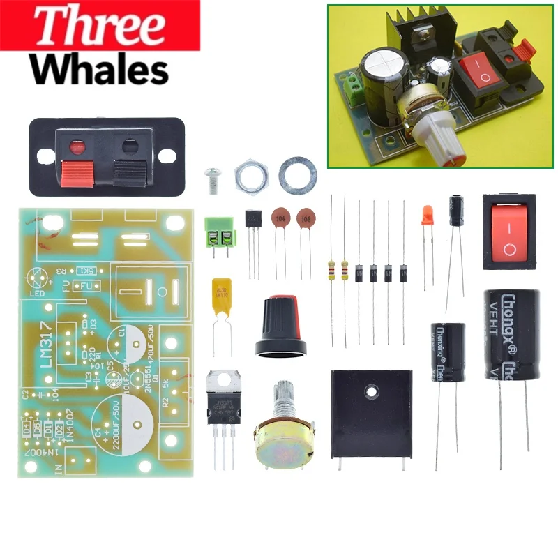 1/2/5PCS LM317 Adjustable Power Supply Kit THR Continuous Adjustable DC Power Supply DIY Teaching Training Parts