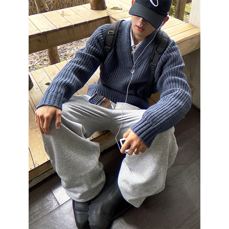 2025 جديد محبوك اللون Blo Cisas loween فضفاض Sle جولة Ne سترة الرجال مريحة للتنفس طويلة Sve أعلى