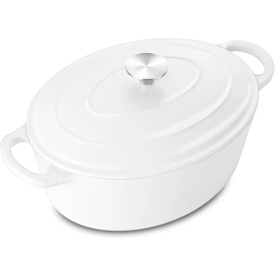 

5QT Овальная голландская духовка с крышкой, 5-литровая эмалированная овальная чугунная голландская духовка для разбивания хлеба на закваске, сверхмощная посуда f