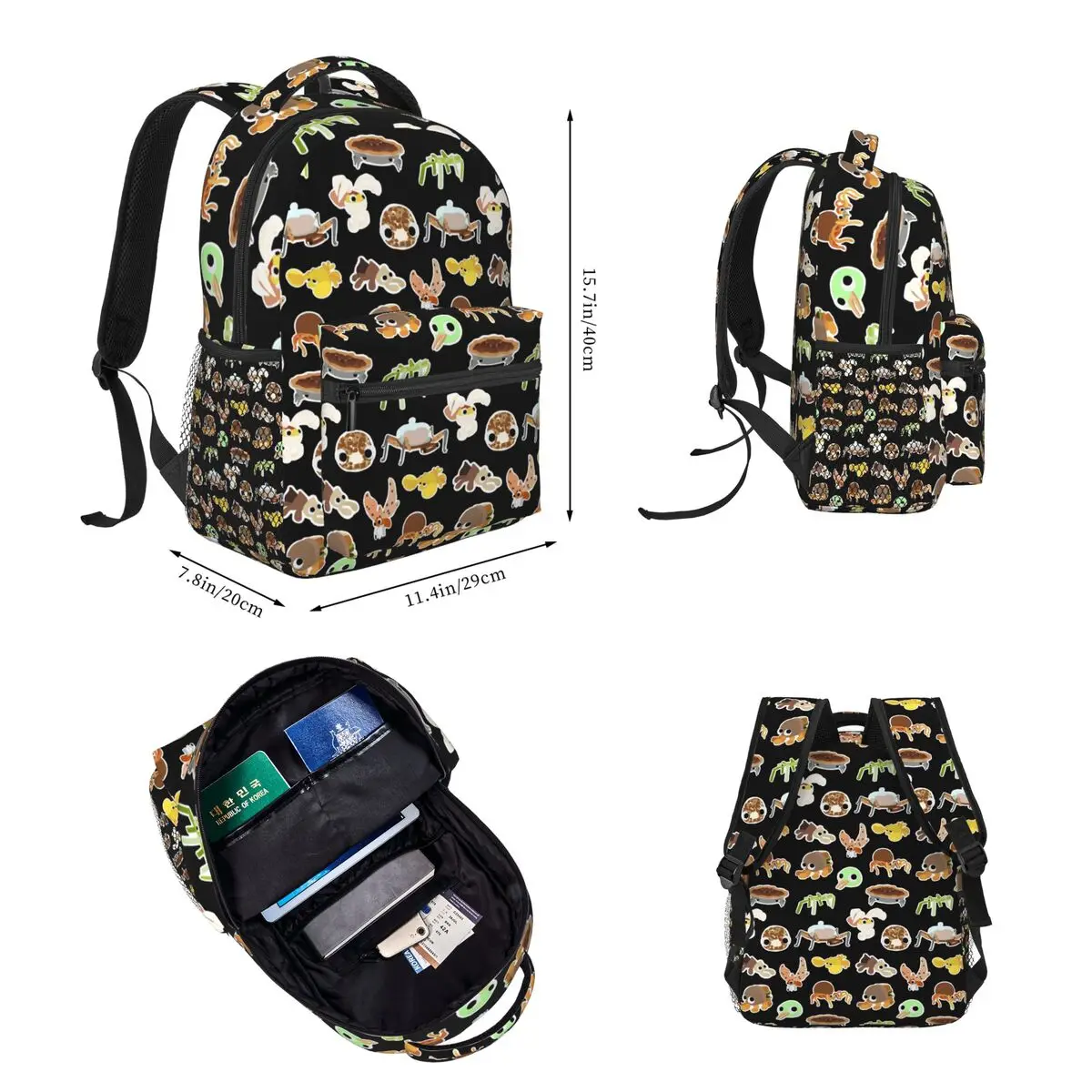 The Isle Of BIGsnax Bugsnax Pack Sacs à dos pour filles, Sac à livres pour étudiants, Sac à dos de dessin animé, Sac à lunch, Sac à stylos, Ensemble de 3 pièces