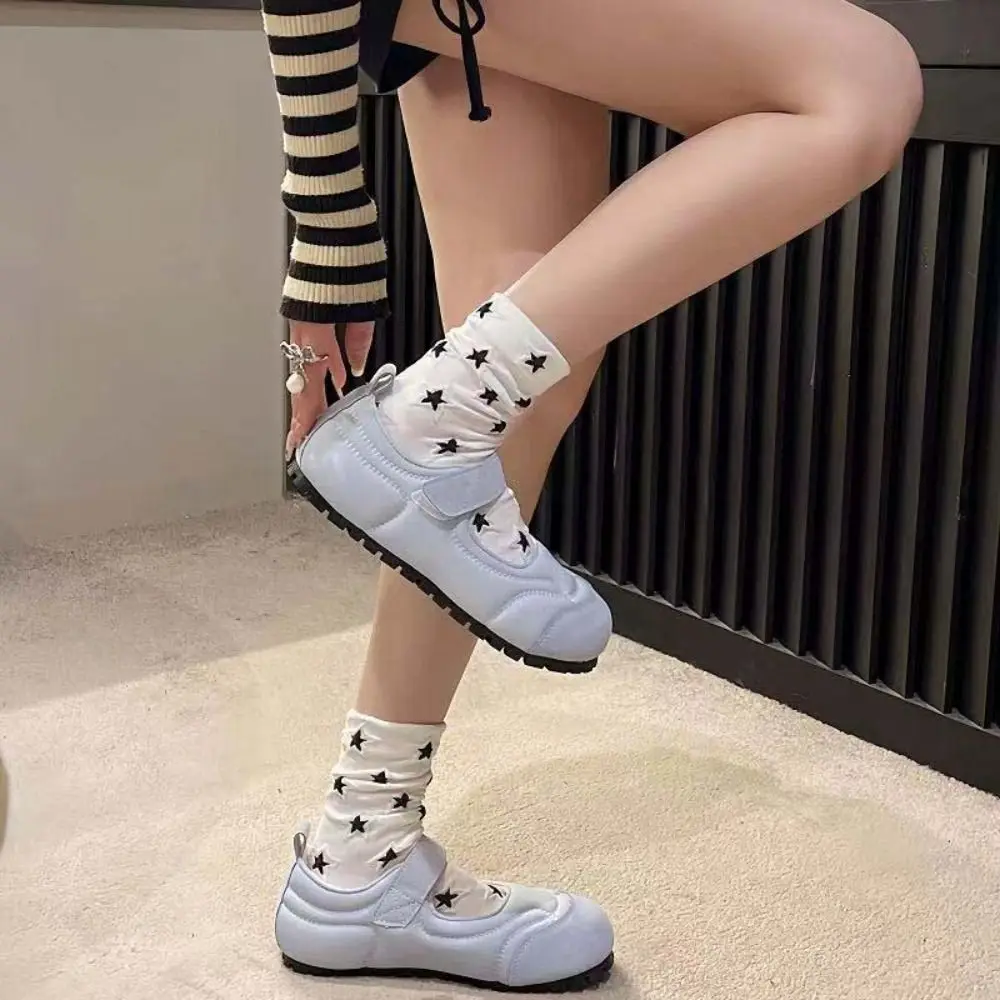 Knitted Y2k Mid Tube Star Socks Fashion Three-dimensional Elastic Summer Star Cotton Socks Korean Non-Slip School