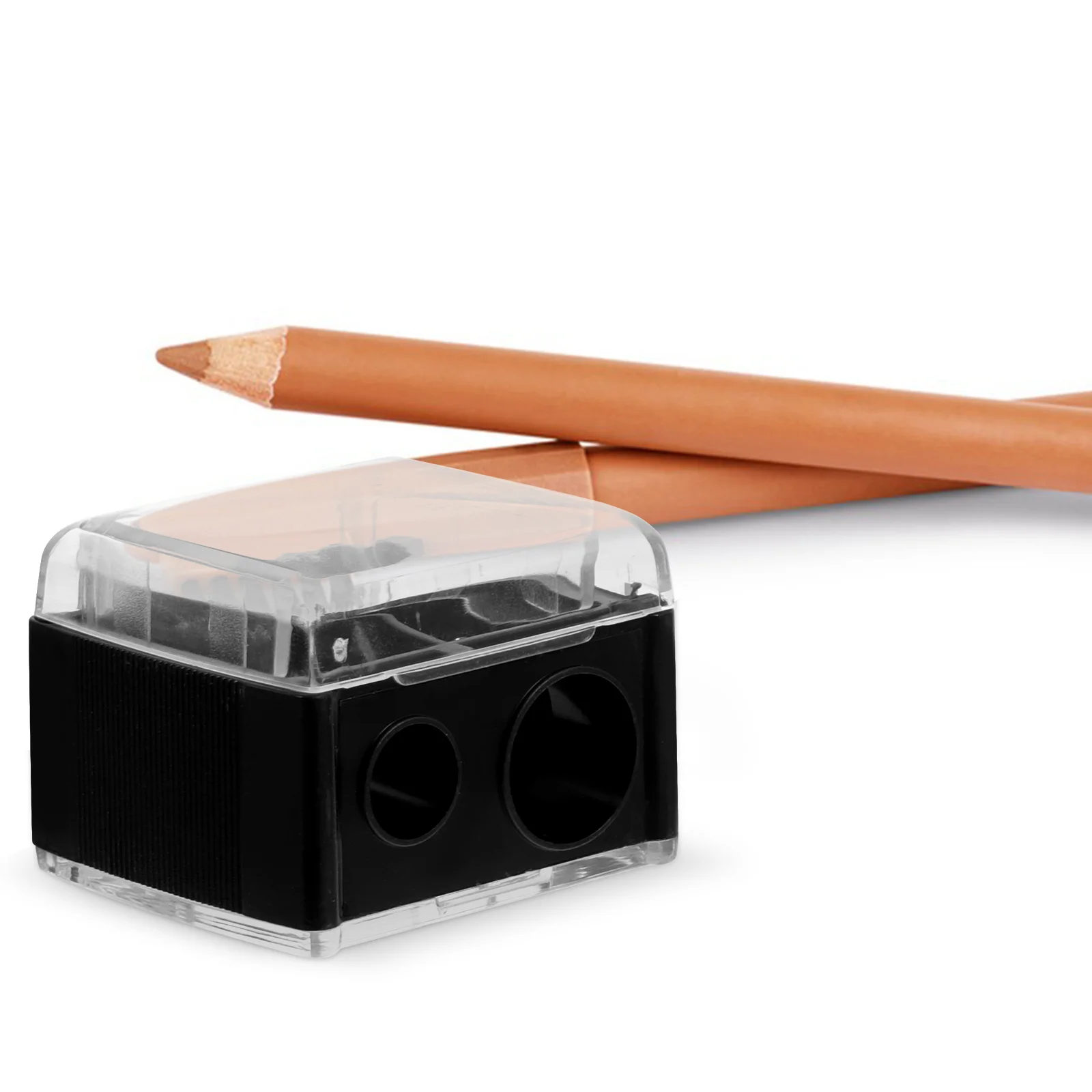 

1 шт., двойное отверстие для мини-подводки для бровей, губ, подводка для глаз, черная точилка для карандашей для бровей, портативная точилка для карандашей