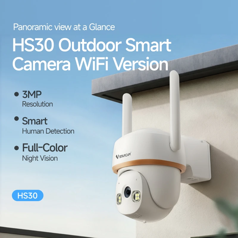 HS30 5MP CMOS PTZ Security Camera Wired Wireless 50M IR Night Vision Motion Detection Human Framing 256GB SD Card Cloud Storage