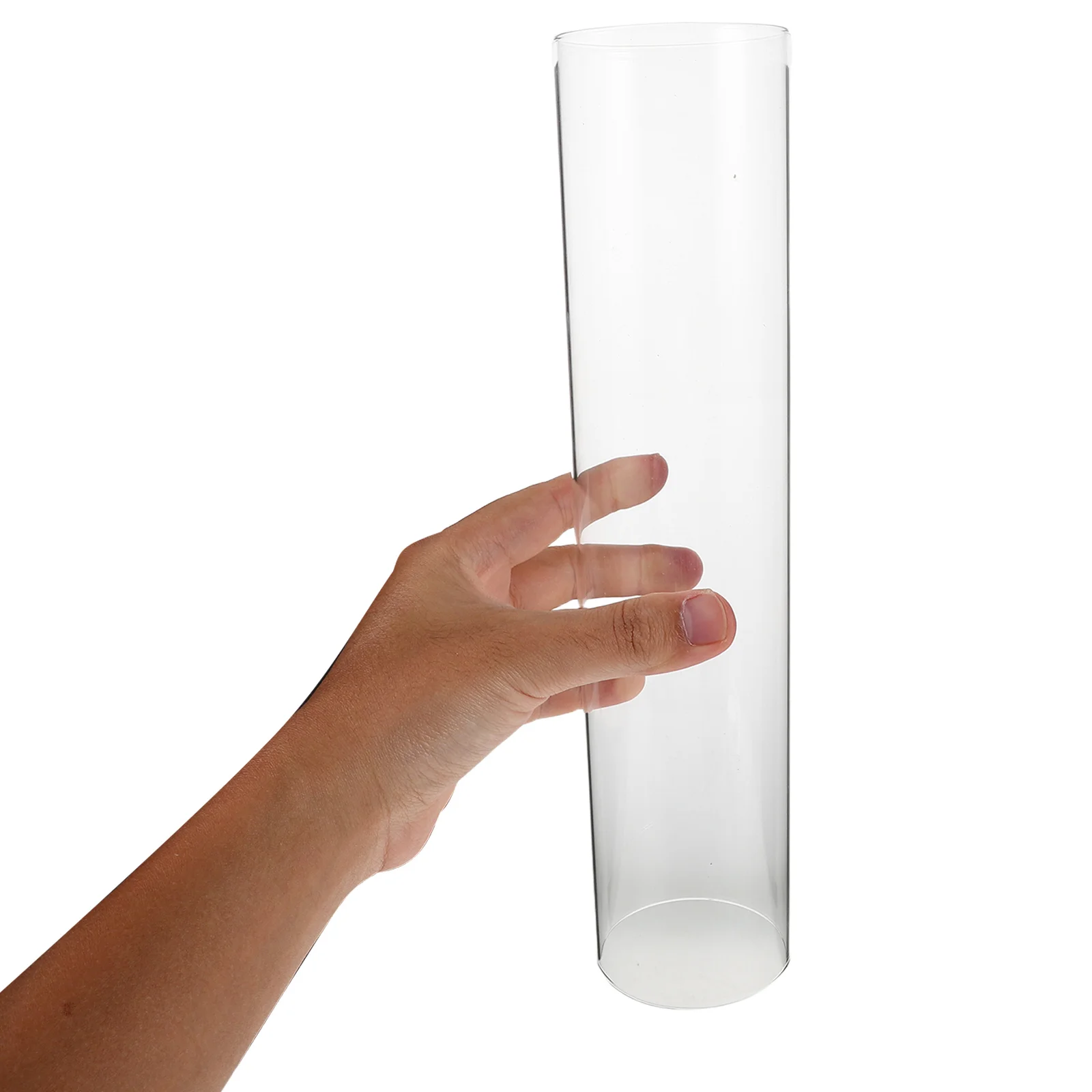2Pcs Glass Hurricane Shade Clear Windproof Cylinder Cover for Pillar Candles Tall Holder Outdoor Wedding Party Decor