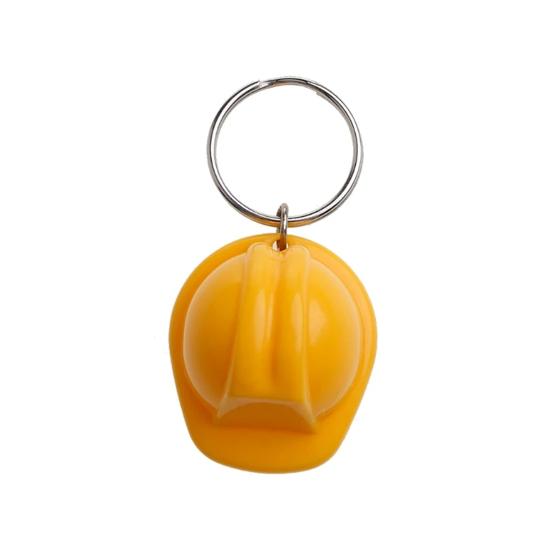 Plastic Safety Helmet Keychain Key Ring 3D Hard Hat Key Chain Creative Bag Pendant Charm Accessories Birthday Gift