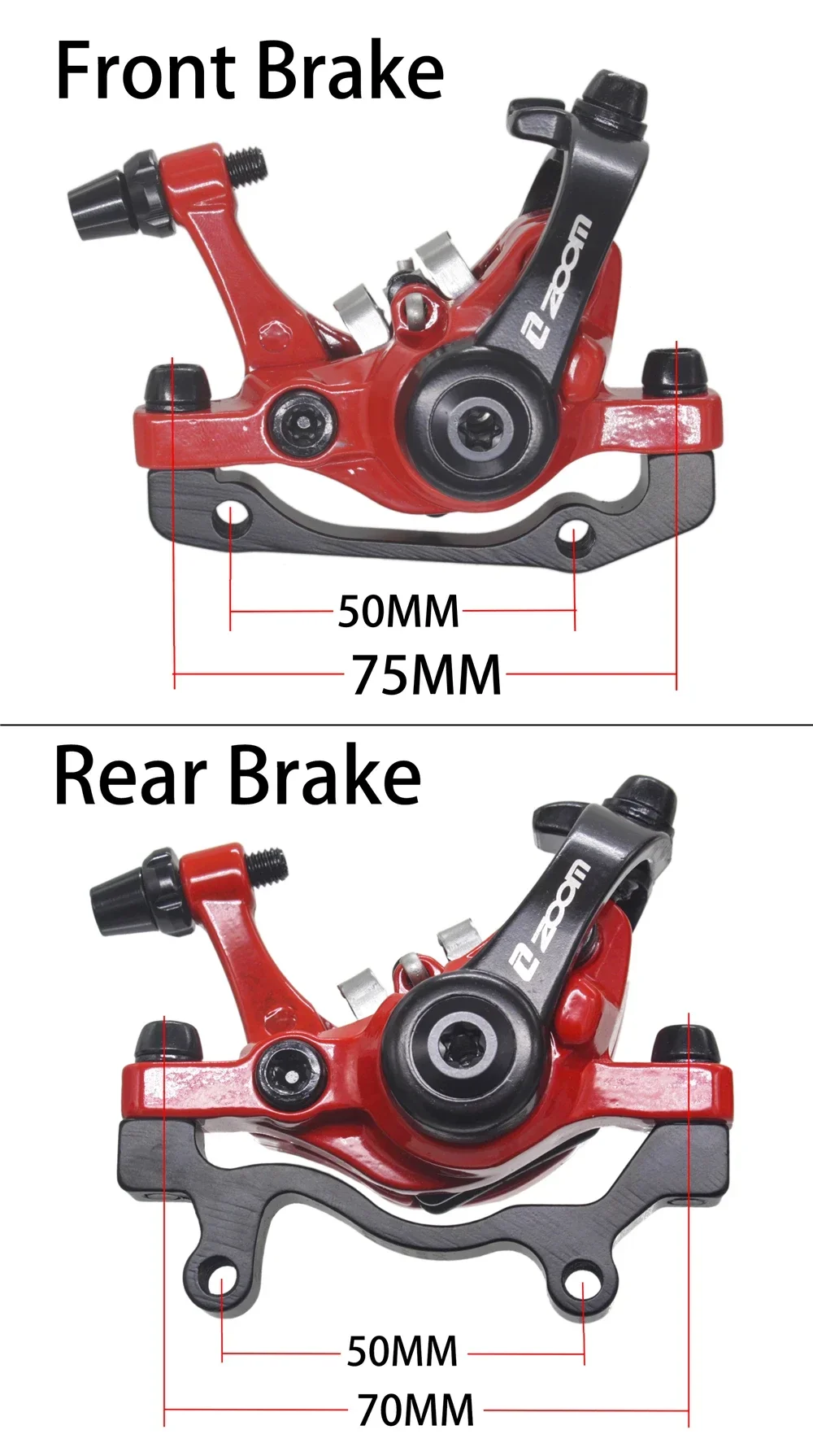 ZOOM Aluminiumlegierung MTB Fahrrad Scheibenbremse Mountainbike Straßen-MTB Fahrrad Mechanische Bremssattel-Scheibenbremsen Doppelbremse – Detail 6