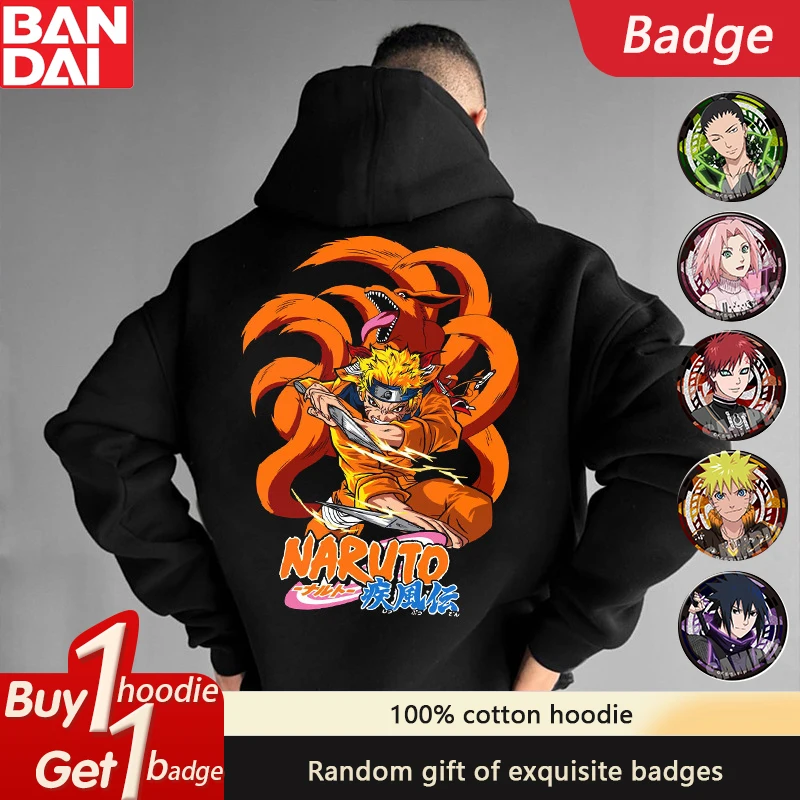 

Naruto Sasuke Loose Hoodie Japanese Anime Periphery 2025 Autumn and Winter Men's and Women's Cotton Two-dimensional Sweater Top