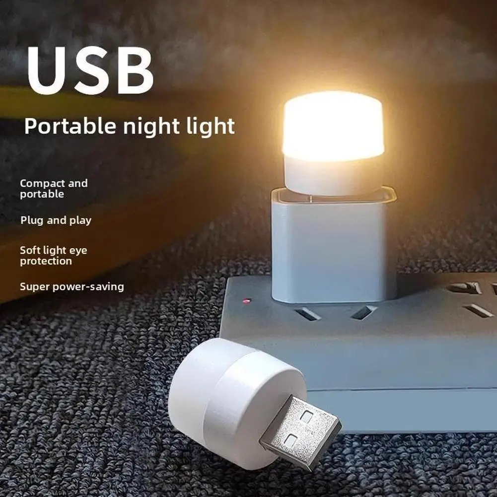 Mini luz LED USB, lámparas portátiles con enchufe, protección ocular, luz de lectura, lámpara redonda, libro móvil, luz de lectura eléctrica para ordenador Sma G8Z7