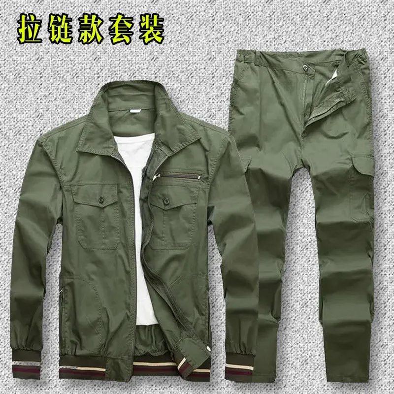 1 Set Men Jacket Pants Work Clothes Suit Long Sleeve Overalls Streetwear Uniforms