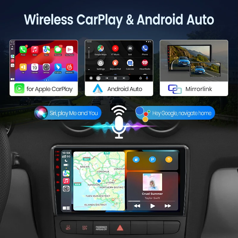AWESAFE-مشغل سيارة لاسلكي لتويوتا FJ كروزر-سيارة ستيريو ، نظام ملاحة GPS ، أنظمة ذكية ، راديو أندرويد 12