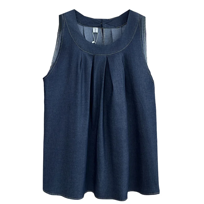 

Женское платье-майка больших размеров 2025 года, новое летнее модное и милое повседневное мини-платье без рукавов с круглым вырезом, 100 кг, 1658