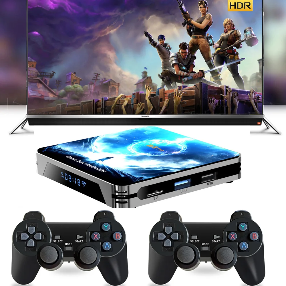 W8 Pro Game Box 30000+ Android 14 HD 6K Game Console Dual WiFi 4G 5G Wireless Controller Smart Game box for GBA/FC
