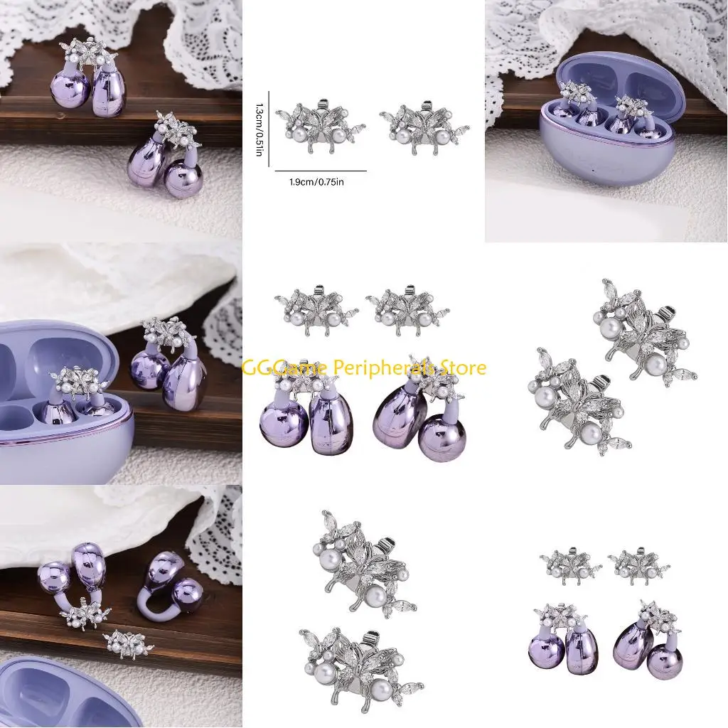 U55B سماعة أذن على شكل فراشة لؤلؤية عصرية مُحسنة وقبضة مصنوعة من سبائك النحاس #1