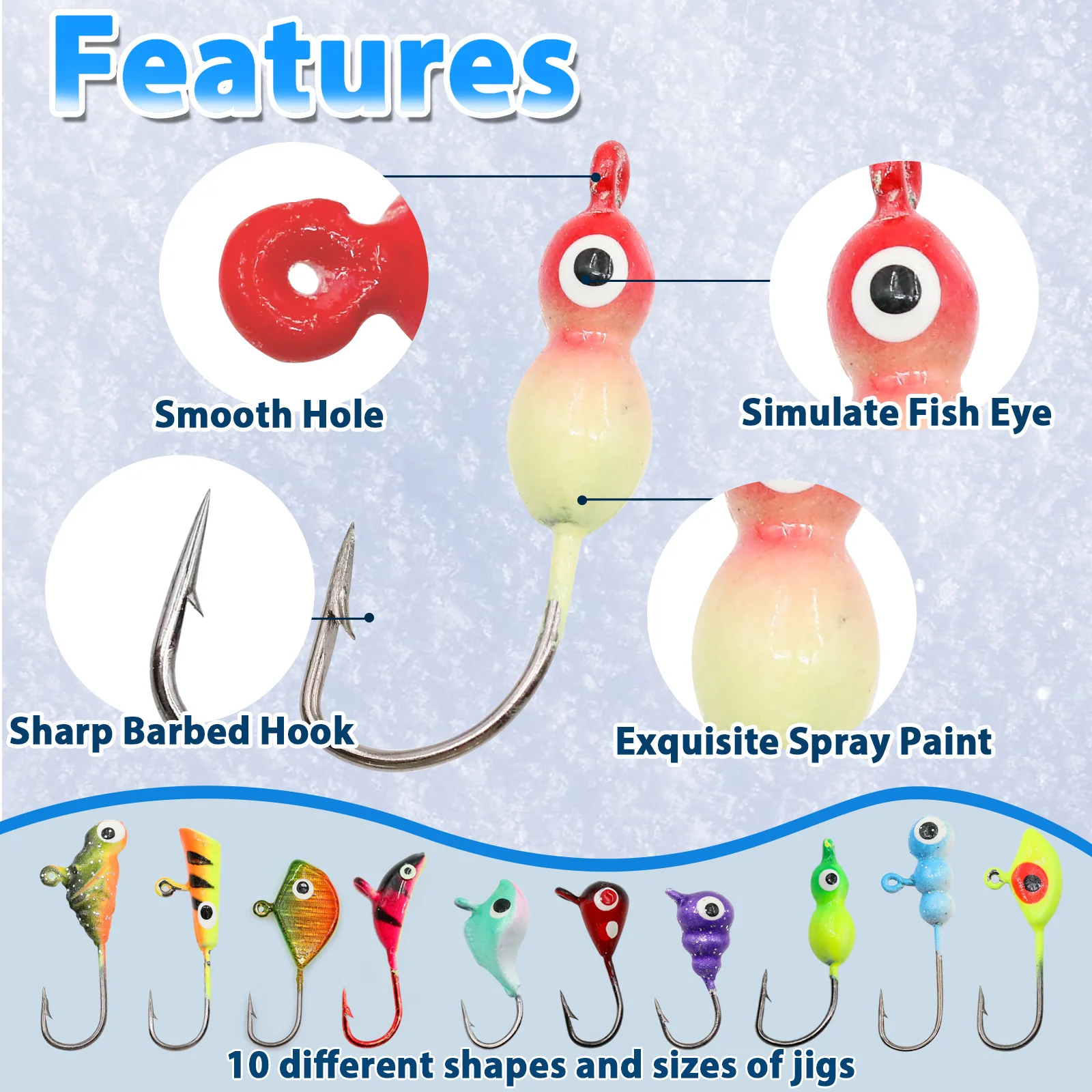 FishTrip Ice Fishing Jigs Kit Ice Fishing Hook Hard/ Soft Baits Ice Fishing Lures and Jigs Glow in The Dark Walleye Pike Jigs