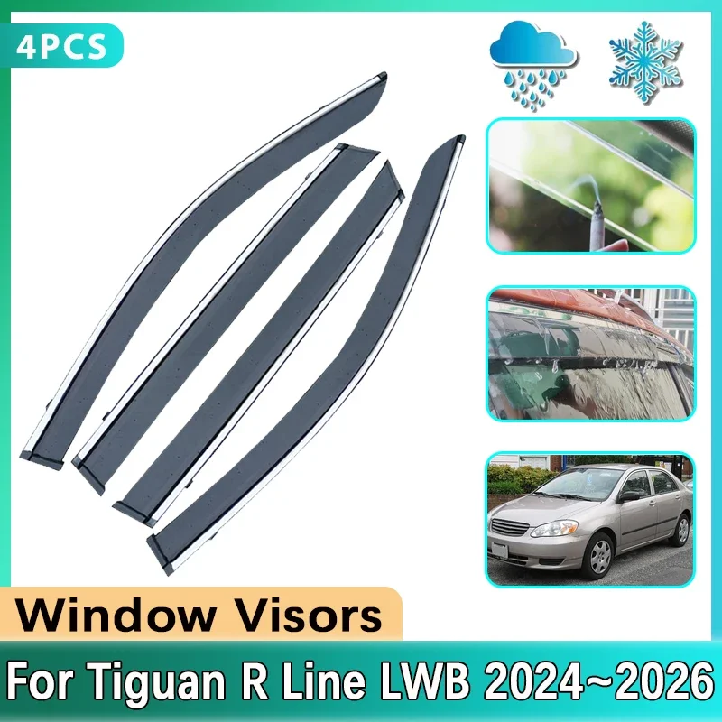 

Windshield For Volkswagen VW Tiguan R Line LWB 2024~2026 Deflector Side Window Visor Rain Sun Smoke Guards Cover Car Acessories