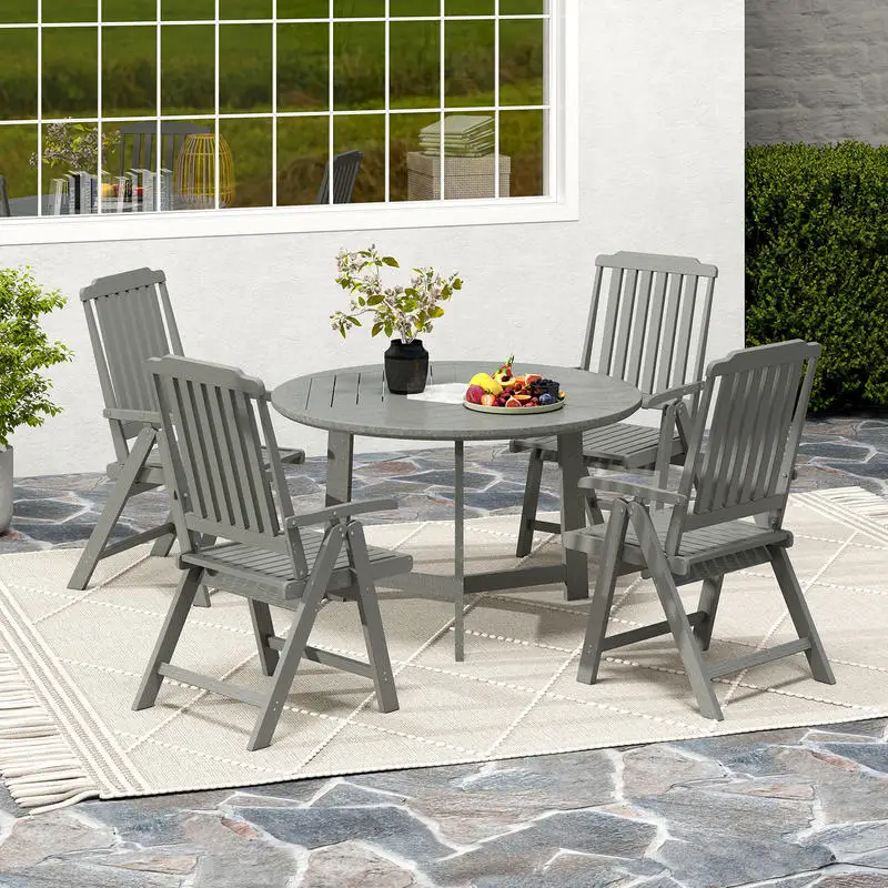 

Foldable Patio Chair All-Weather HDPE Outdoor Dining Chair with Armrest-Gray