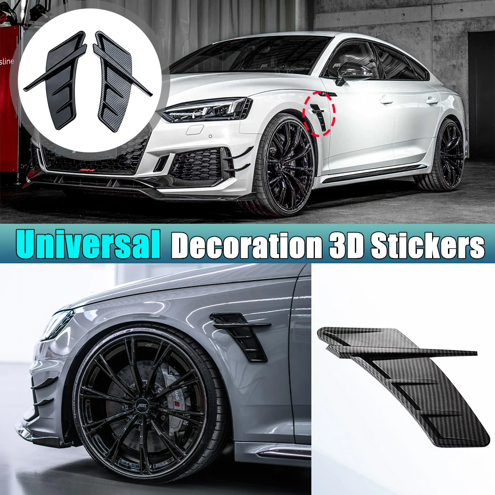 Universal 2Pcs Car Shark Gill Side Fake Vent Sticke Side Fender Trim Tuning for Audi A3 A4 B8 A5 A6 C6 A8 Q3 Q5 Q7 RS5 RS6 S3 TT