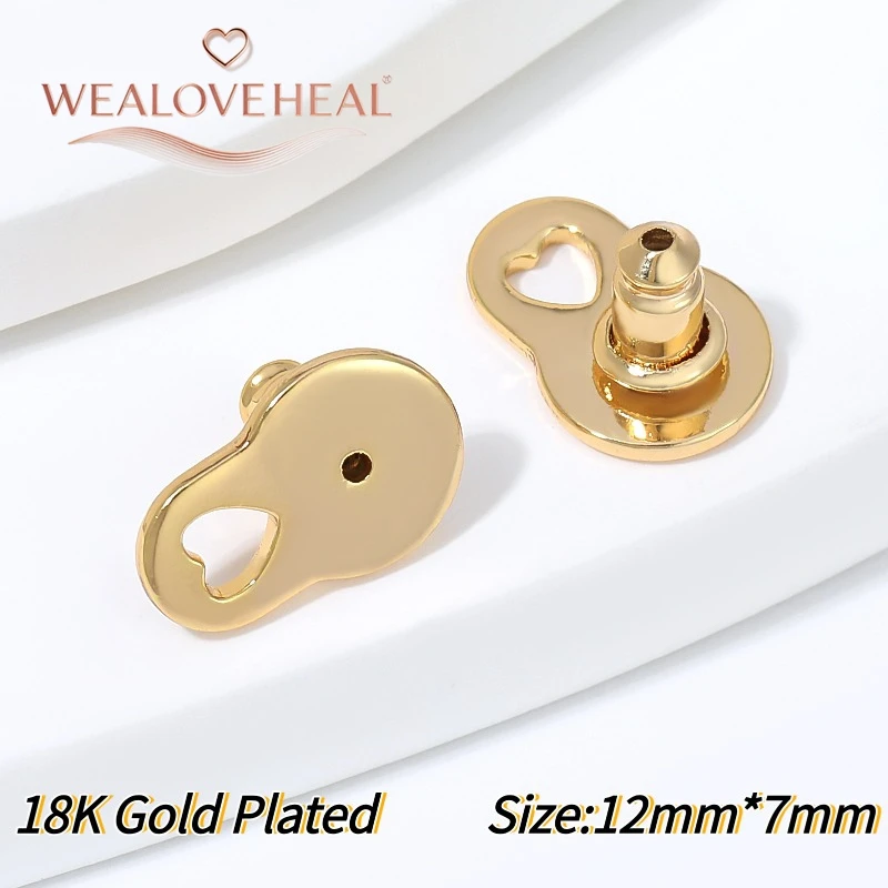 5/10 Stück 18K vergoldete Messing-Ohrringverschlüsse, große hohle Ohrringstopper, rutschfeste Ohrringkappen, Schmuckzubehör, DIY-Zubehör – Detail 24