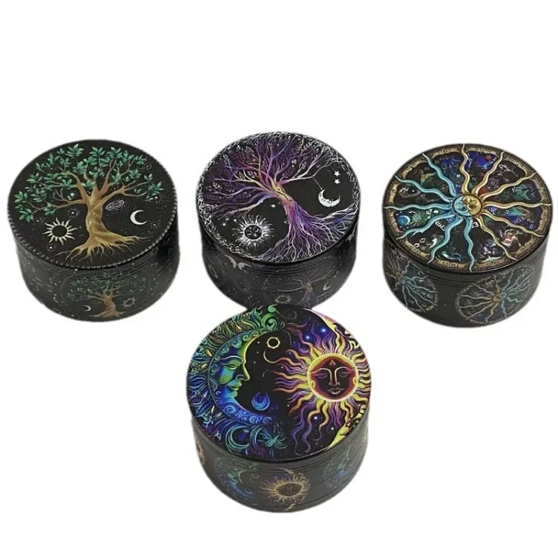 Color printing full package cigarette grinder 63/75mm four layer UV zinc alloy multi-color metal grinder