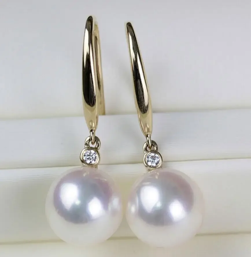 gorgeous AAA++ 10-11mm south sea round white pearl earring