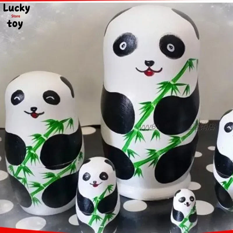 

5 Layer Panda Russian Nesting Dolls High Quality Dry Basswood Matryoshka Dolls DIY Wooden Education Toys L50 Hobbies