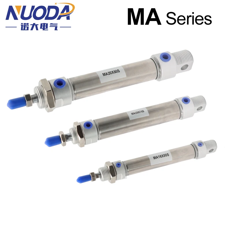 

Stainless Steel Double Action MA Type Pneumatic Cylinder With Magnet 16/20/25/32/40mm Bore 25/50/75/100/125/150/175mm stroke