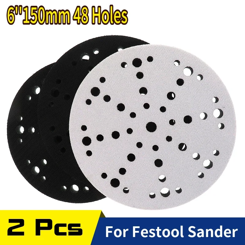 

6''48 Holes Foam Soft Interface Pad Hook and Loop Sponge Cushion Buffer Pad Protection Disc For Festool Sander Abrasive Tools